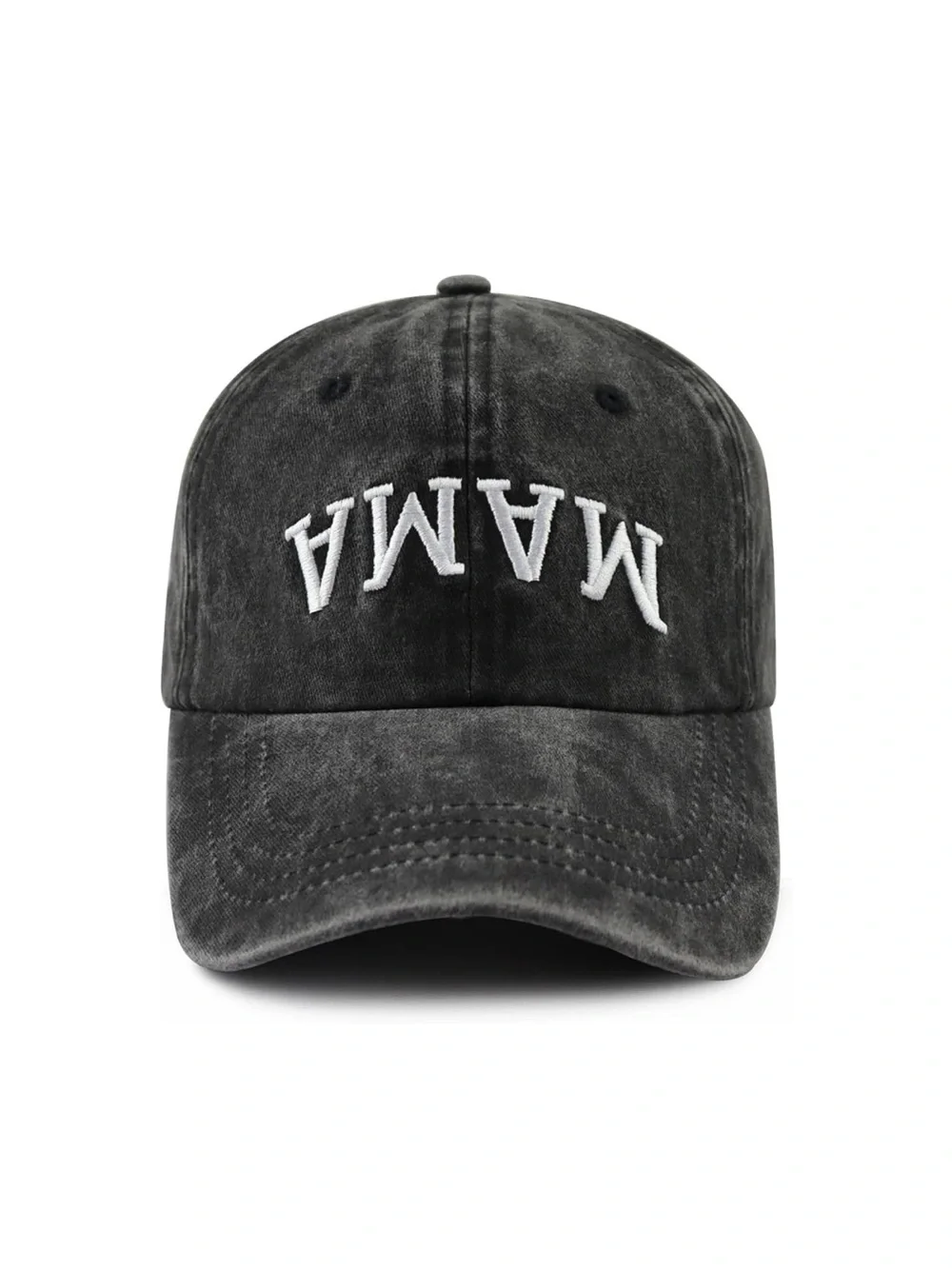 NWOT Mama Embroidered Distressed Hat - Charcoal Gray New